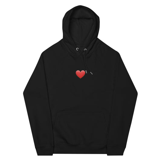 red heart emoji embroidery design unisex multicolor comfy hoodie