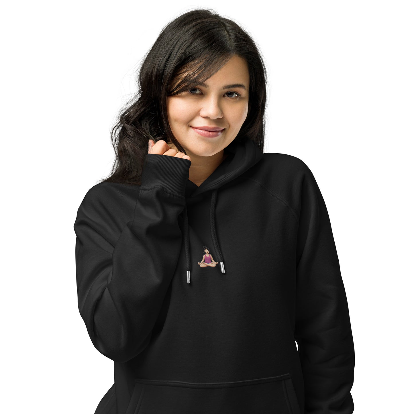 meditation girl design emoticon emoji girl yoga embroidery hoodie