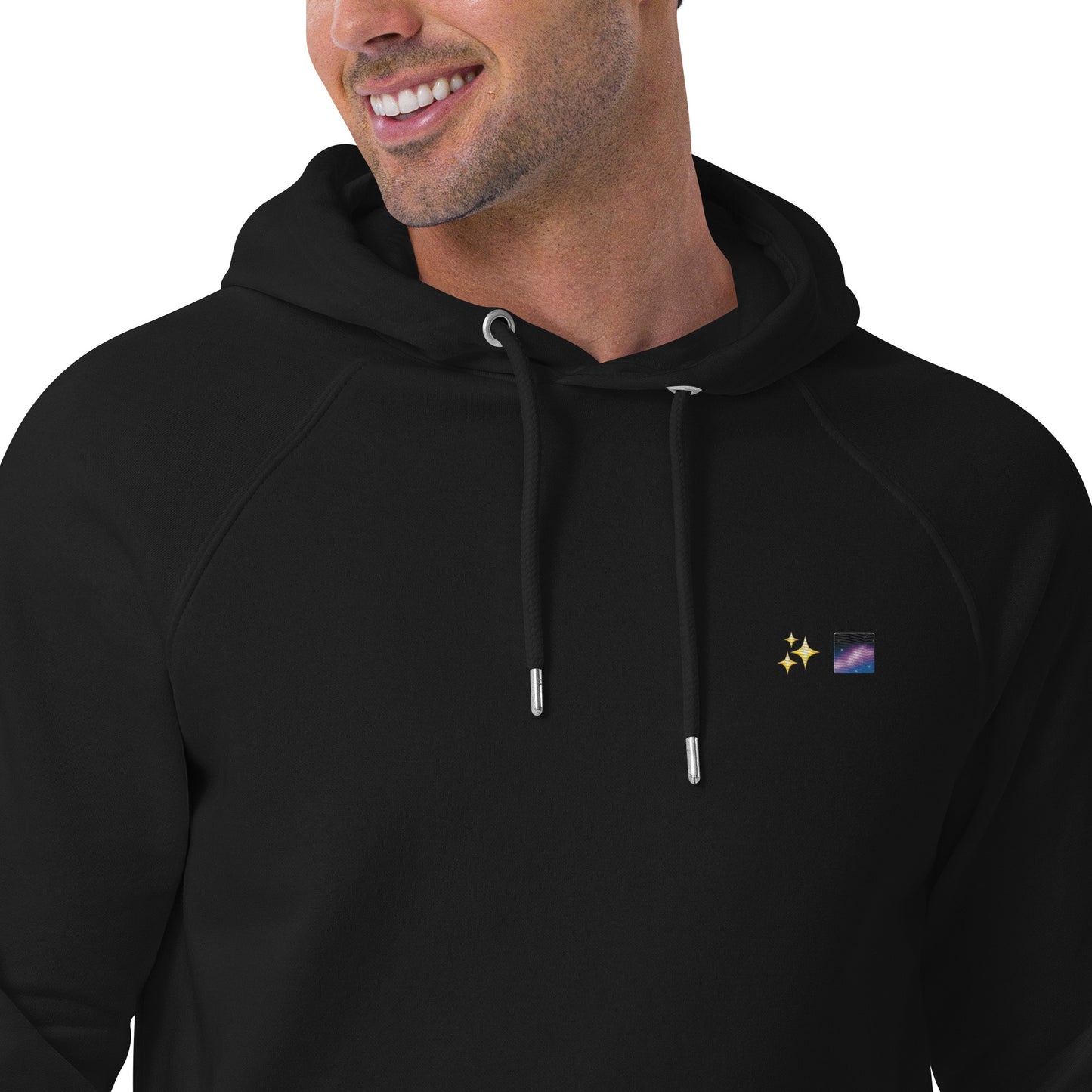 universe magic sparkle stars galaxy design embroidery unisex hoodie