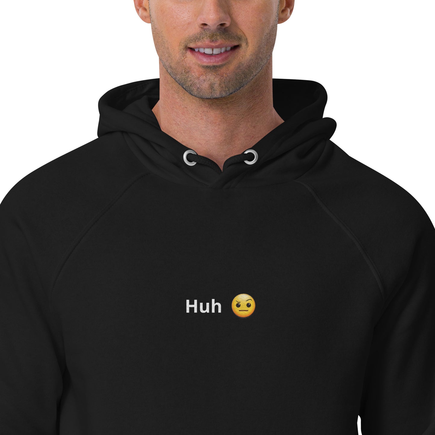 huh ? emoji design embroidery unisex hoodie