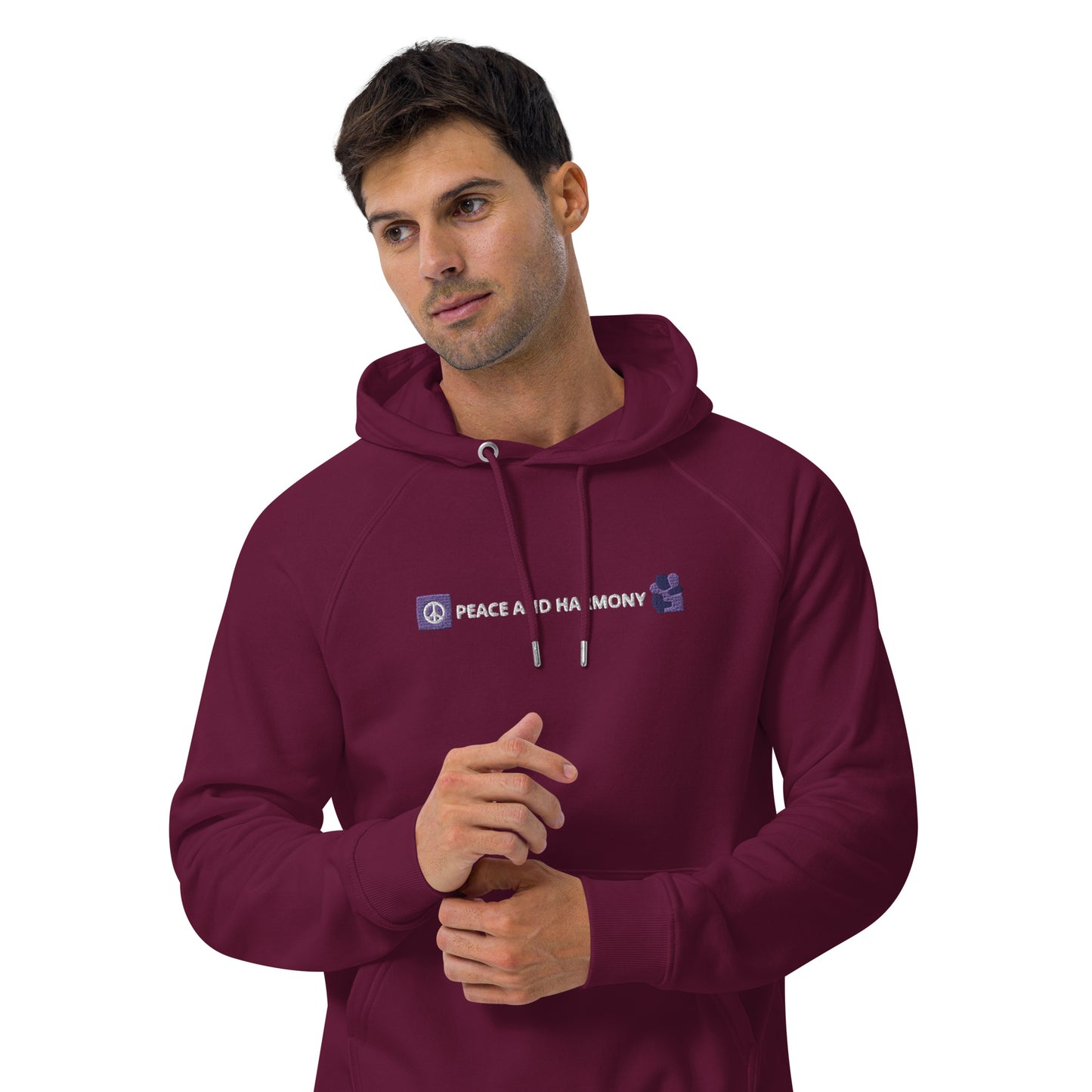 peace and harmony design embroidery unisex hoodie