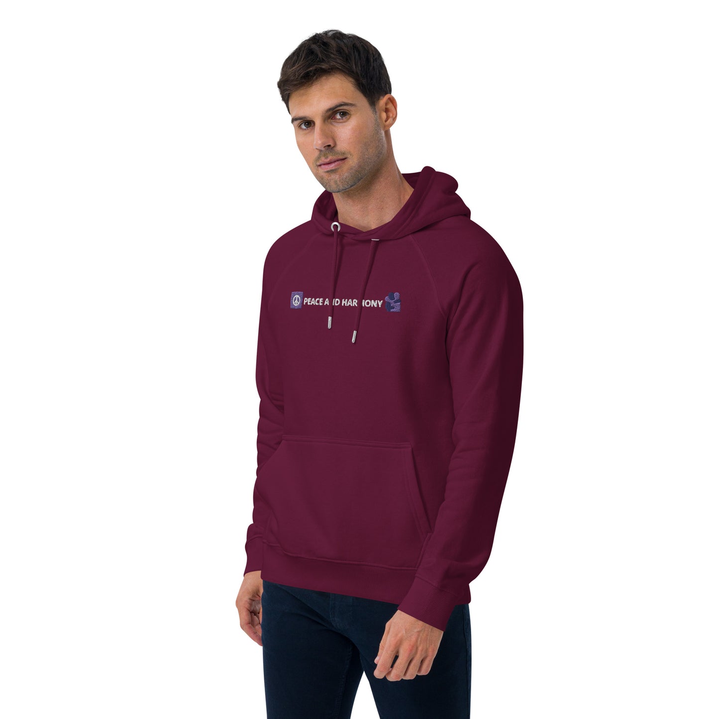 peace and harmony design embroidery unisex hoodie