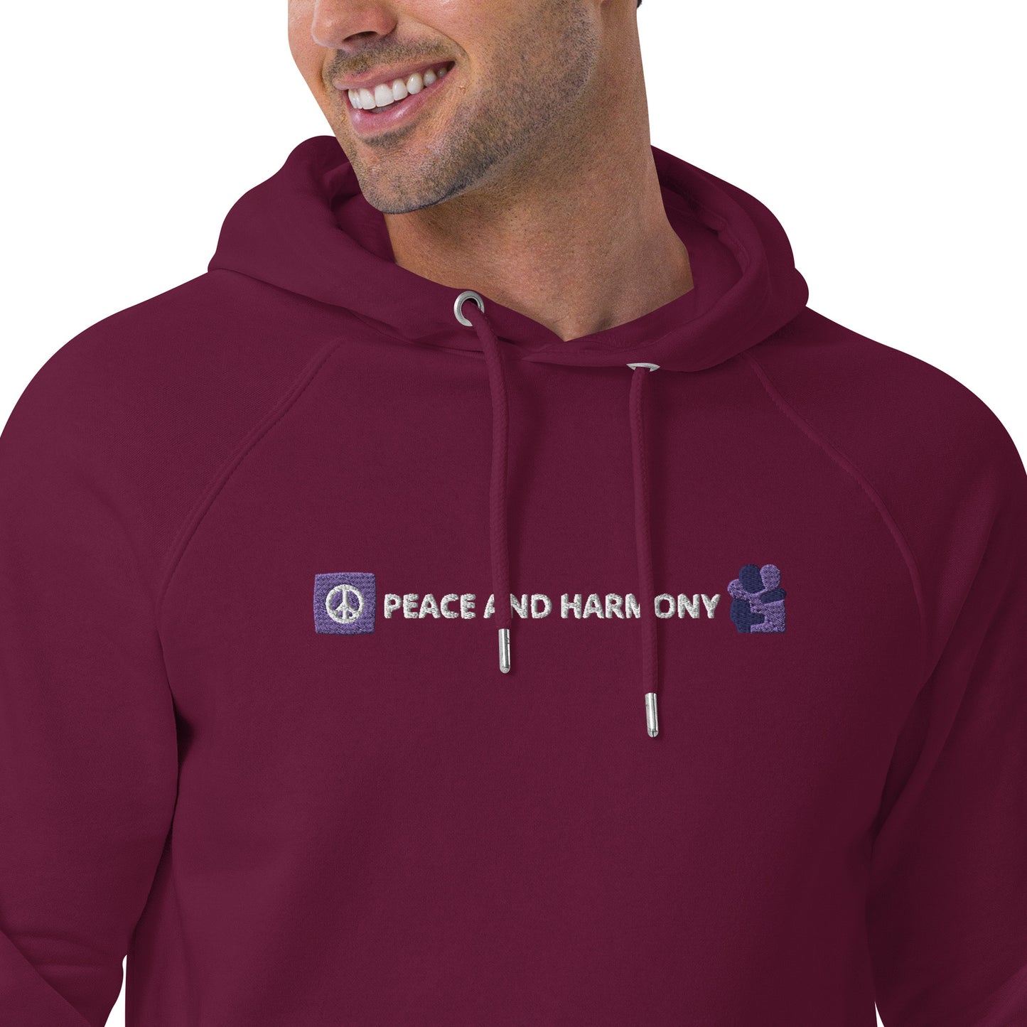 peace and harmony design embroidery unisex hoodie