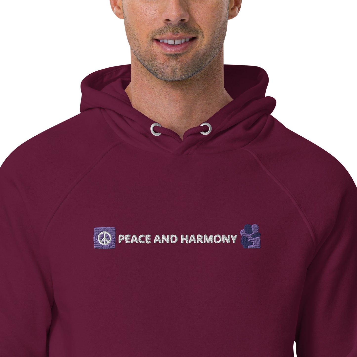 peace and harmony design embroidery unisex hoodie