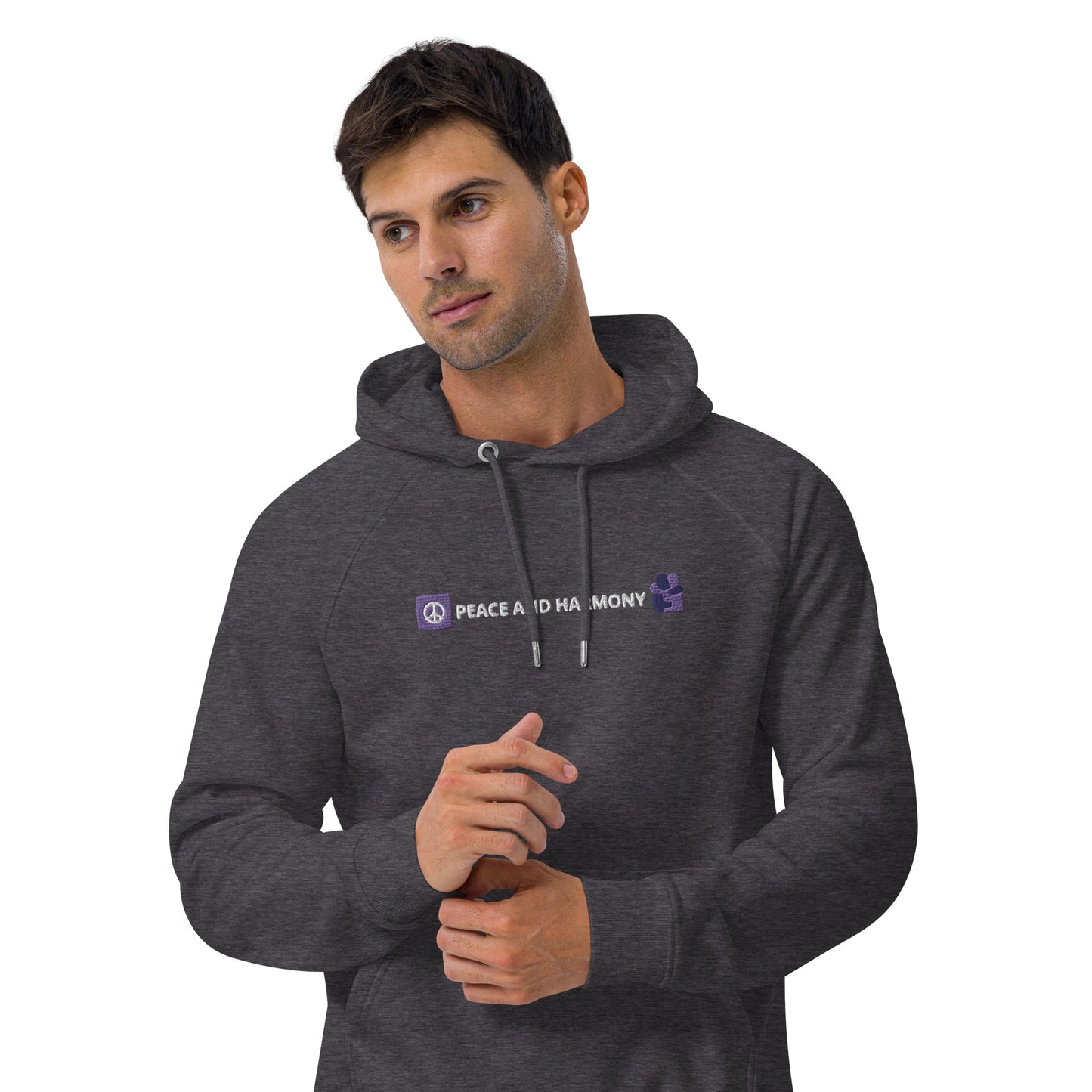 peace and harmony design embroidery unisex hoodie