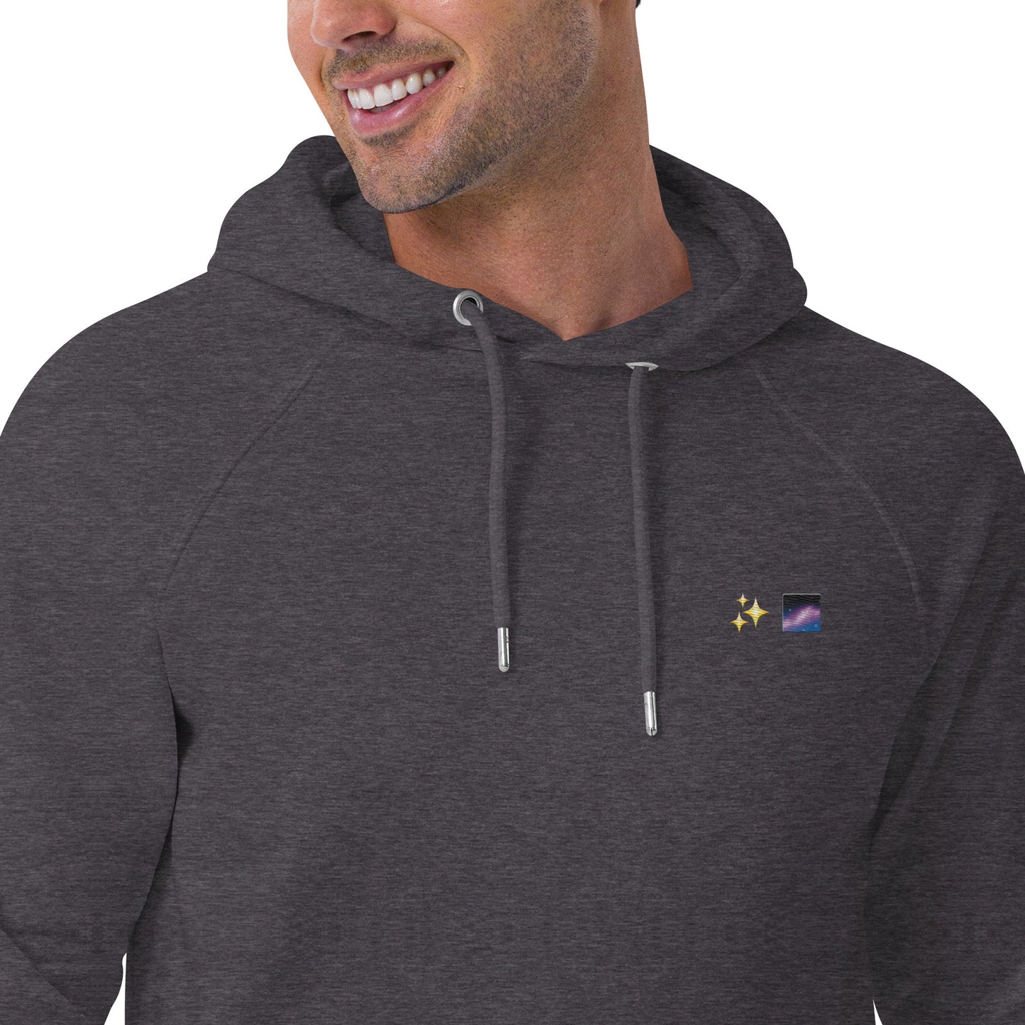 universe magic sparkle stars galaxy design embroidery unisex hoodie